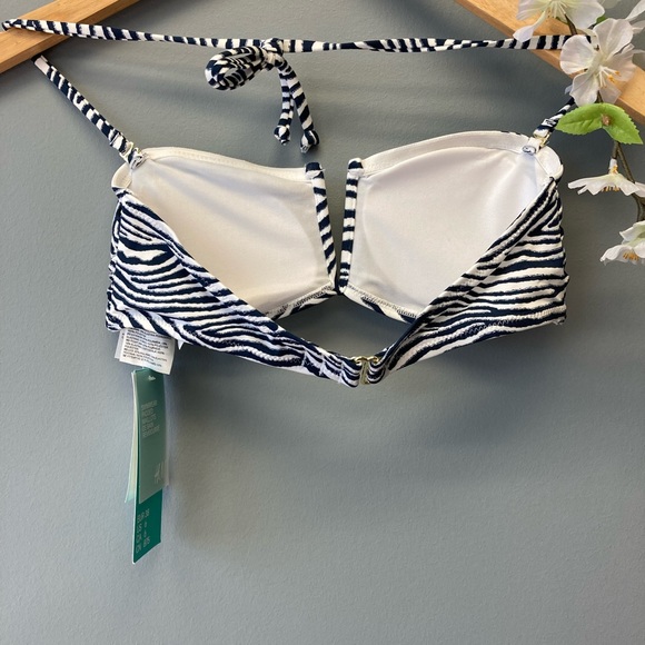 H&M Swimsuit Halter Top Women’s Blue White Bikini Padded Bathing Suit Size 6 [s] - Picture 4 of 7